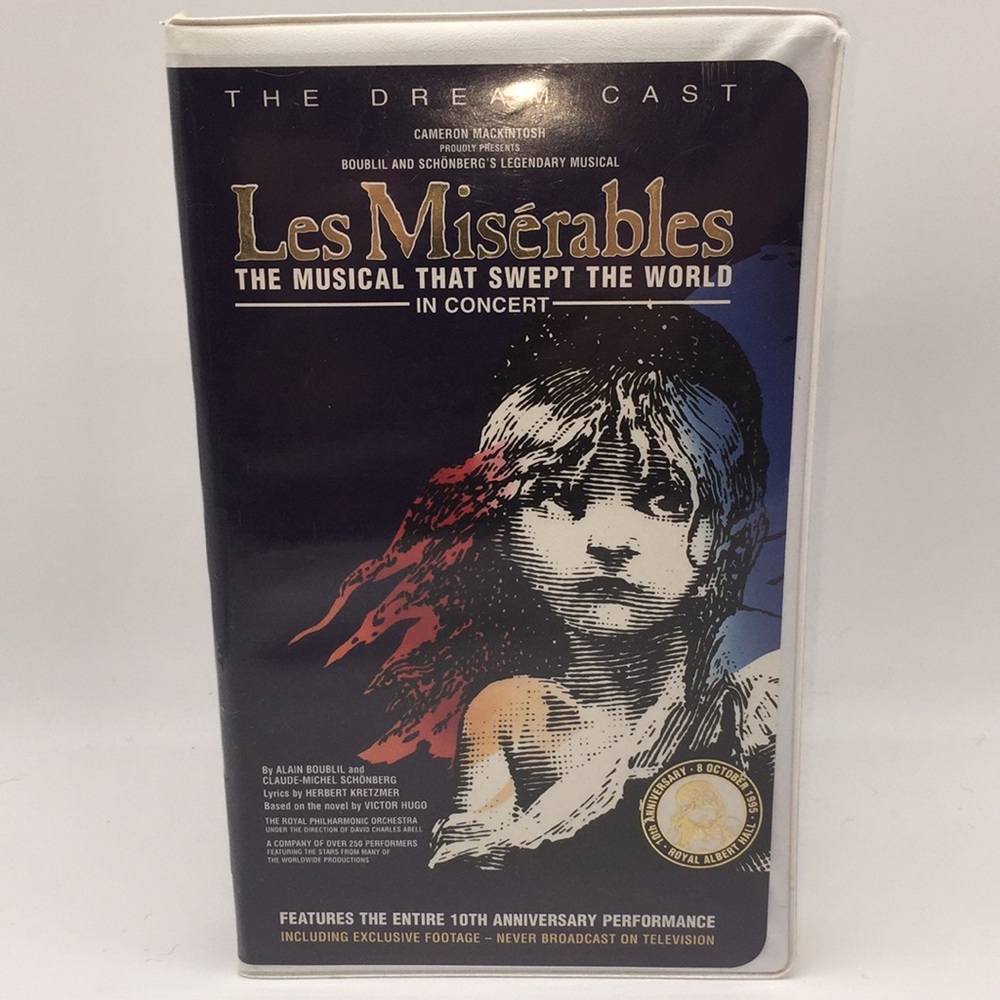 Les Miserables Musical In Concert VHS Video
